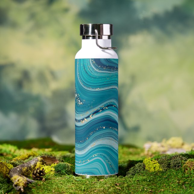 Flasche aus blauem Flüssig-Marmor (Außenbereich)