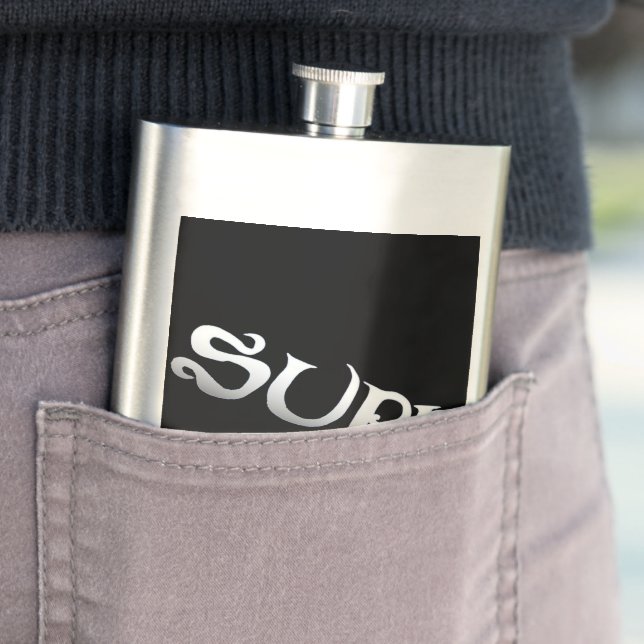 Flasche aus schwarzem Surf, geneigt, nicht rostend Flachmann (Beispiel)