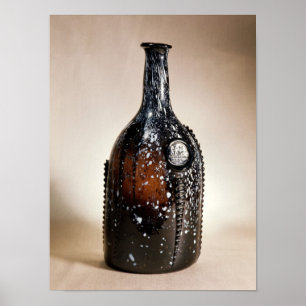 Flasche des dunklen Brauns, vermutlich Nailsea Poster