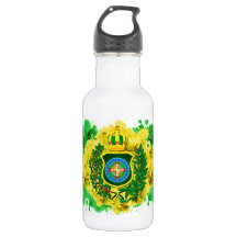 Flasche des Wassers mit der Imperialen Fahne