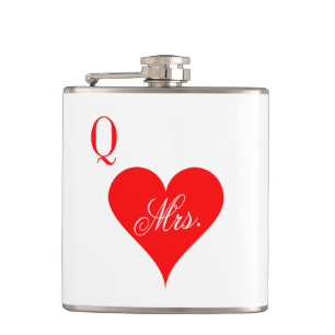 Flasche für die Frau Mrs Queen of Hearts Hochzeit Flachmann