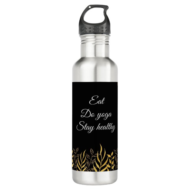 Flasche mit Aquarell-Blume Edelstahlflasche (Vorderseite)