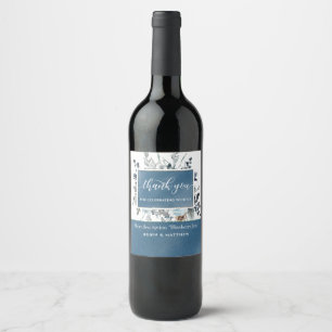 Flasche mit blauer Gastgeschenk Hochzeit / Weinetikett
