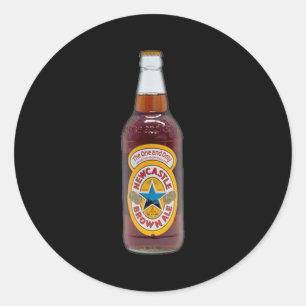 Flasche mit braunem Ale Runder Aufkleber