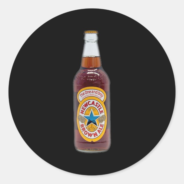 Flasche mit braunem Ale Runder Aufkleber (Vorderseite)