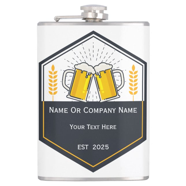 Flasche mit dem Logo "Custom Craft Beer" Flachmann (Vorderseite)