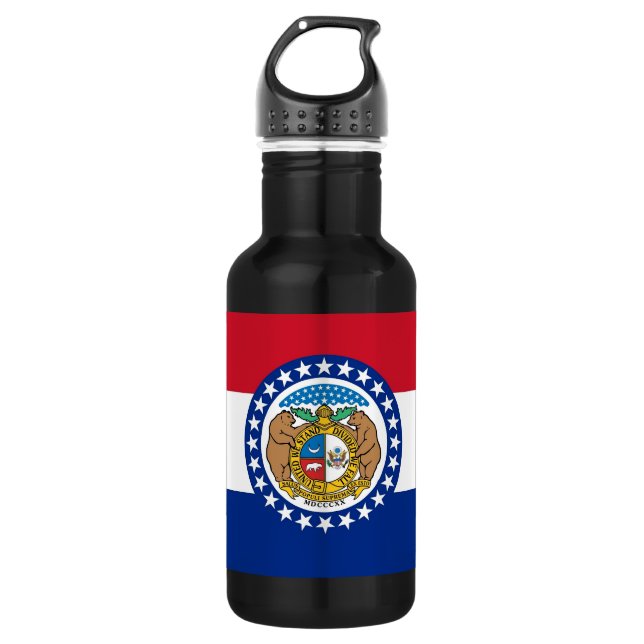 Flasche mit der Staatsflagge von Missouri Edelstahlflasche (Vorderseite)