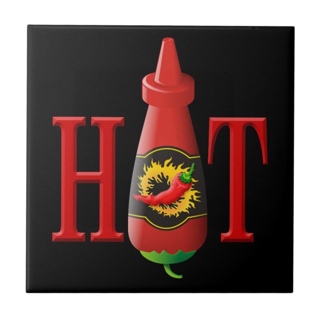 Flasche mit heißer Soße Fliese (Vorderseite)