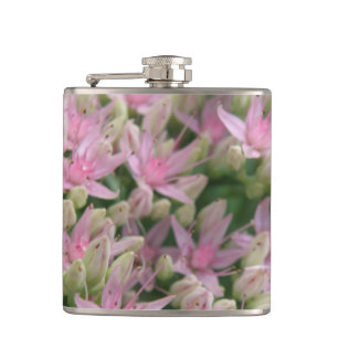 Flasche mit hübsch rosa tropischen Blume Flachmann