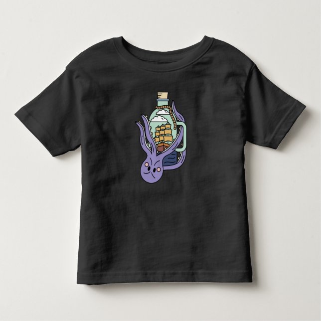 Flasche mit Oktopus Kleinkind T-shirt (Vorderseite)