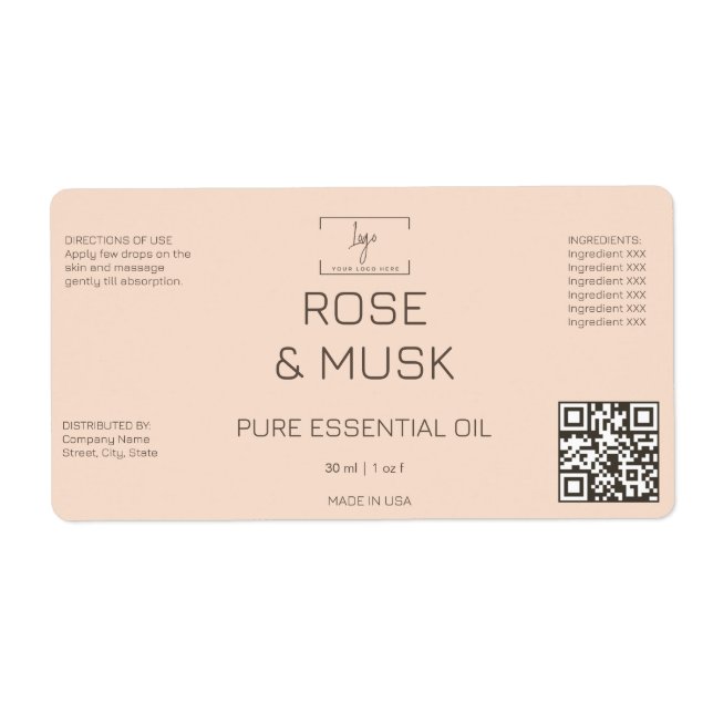 Flasche mit Qrcode für cosmetische Labels Dropper- (Vorne)