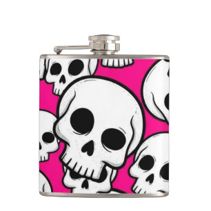 Flasche mit rosa Totenkopfmuster Flachmann