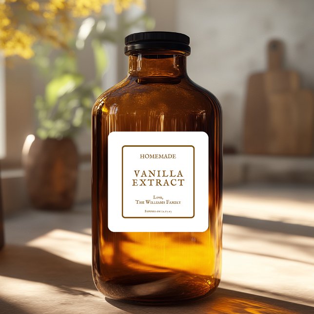 Flasche mit selbstgemachtem Vanille-Extrakt Aufkle Quadratischer Aufkleber (Von Creator hochgeladen)