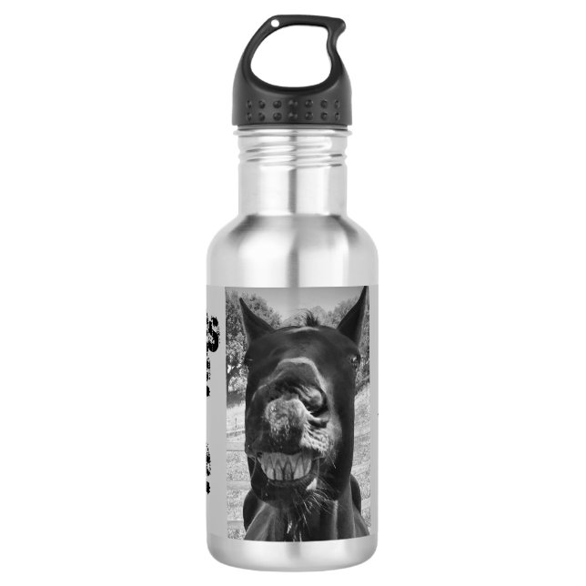 Flasche mit sonnigen Pferden Edelstahlflasche (Vorderseite)