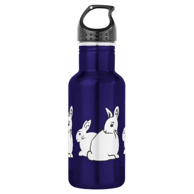 Flasche mit weißem Kaninchen Trinkflasche (Vorderseite)