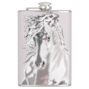 Flasche mit weißem Pferd - Malerei Flachmann