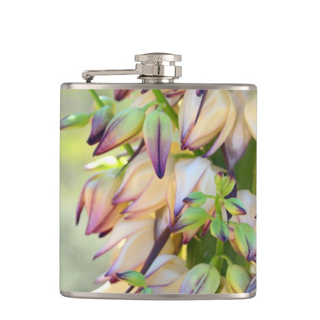 Flasche mit Yucca-Blume Flachmann (Vorderseite)