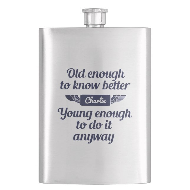 Flasche "Old & Young" mit individuelle Name Flachmann (Vorderseite)