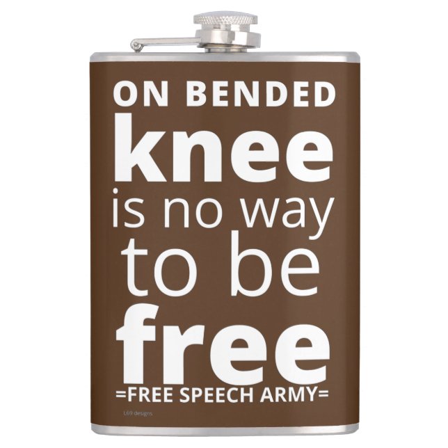 Flasche "ON BENDED KNEE..." Flachmann (Vorderseite)
