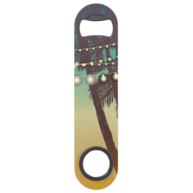 Flasche Opener Beach Sunset Palm Tree String Light Speed Flaschenöffner (Vorderseite)