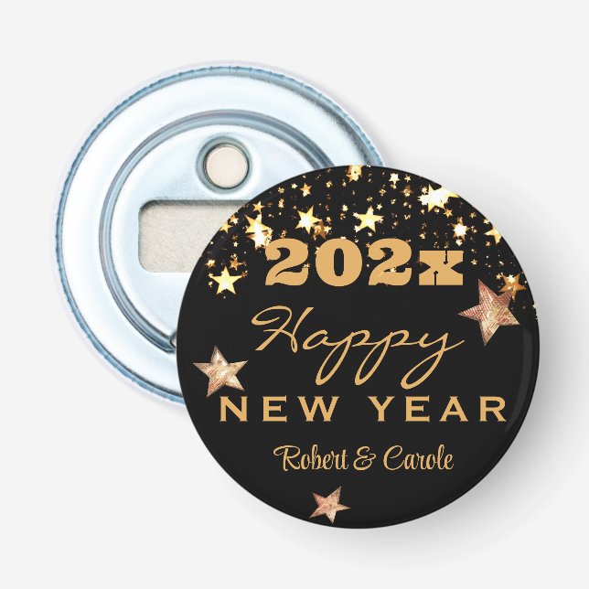Flasche Opener Magnet, Schwarz & Gold, Glück Neues Flaschenöffner (Vorderseite)