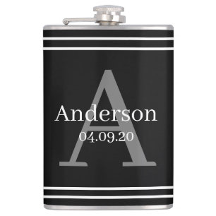 Flasche - Personalisierter schwarzer Nachname Anfa Flachmann