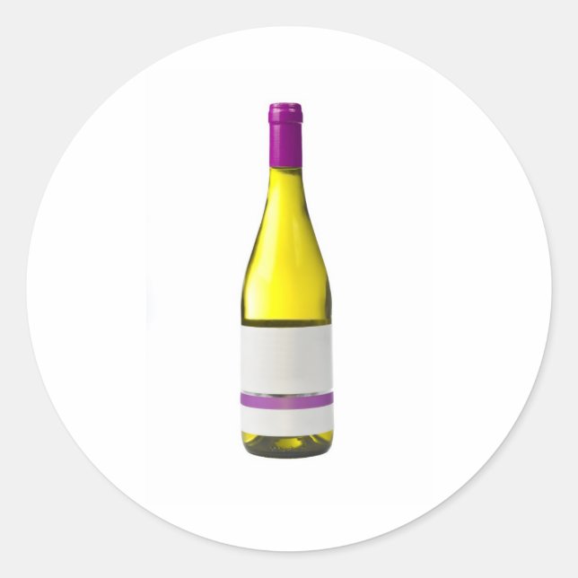 Flasche Qualitätswein mit leerem Etikett Runder Aufkleber (Vorderseite)