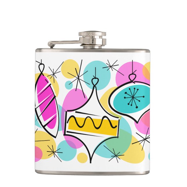Flasche Retro Tree Baubles Flachmann (Vorderseite)