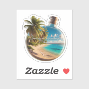 Flasche Souvenir Guadeloupe: Tropischer Strand Aufkleber