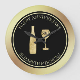 Flasche und Glitzer aus Gold Große Wanduhr