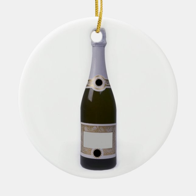 Flasche von Champagne mit leerem Aufkleber Keramikornament (Vorne)