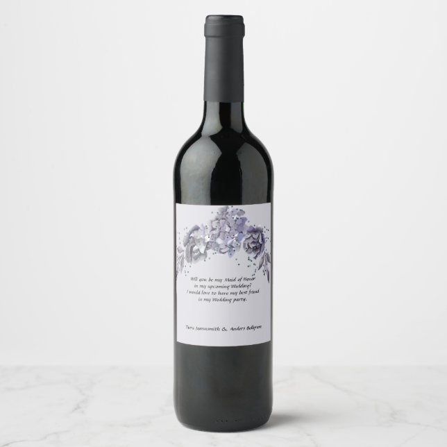 Flasche Wein Trauzeugin Anfrage Weinetikett (Vorderseite)