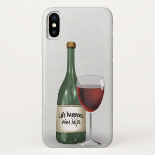Flasche Wein und Glas mit Zitat Case-Mate iPhone Hülle