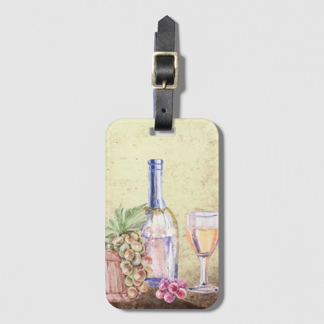 Flasche Wein, Weintrauben Weinkeller Gepäckanhänger (Vorderseite Vertikal)