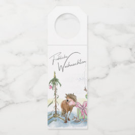 Flaschen Anhänger, Weihnachtsbild mit Pony Flaschenanhänger