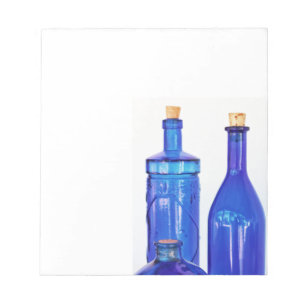Flaschen aus blauem Glas Notizblock