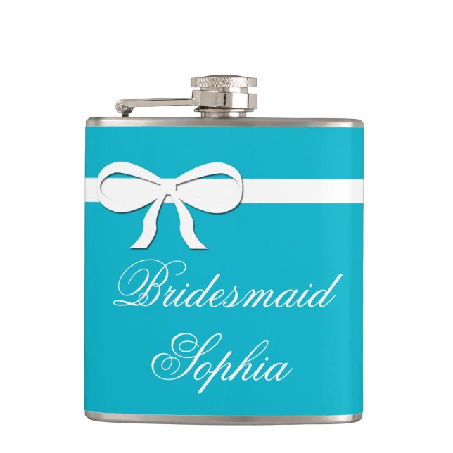 Flaschen-Brautjungfern-Geschenk-blaue Hochzeit Flachmann (Vorderseite)
