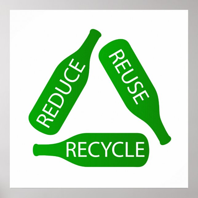 Flaschen, die das gerecycelt Symbol bilden Poster (Vorne)