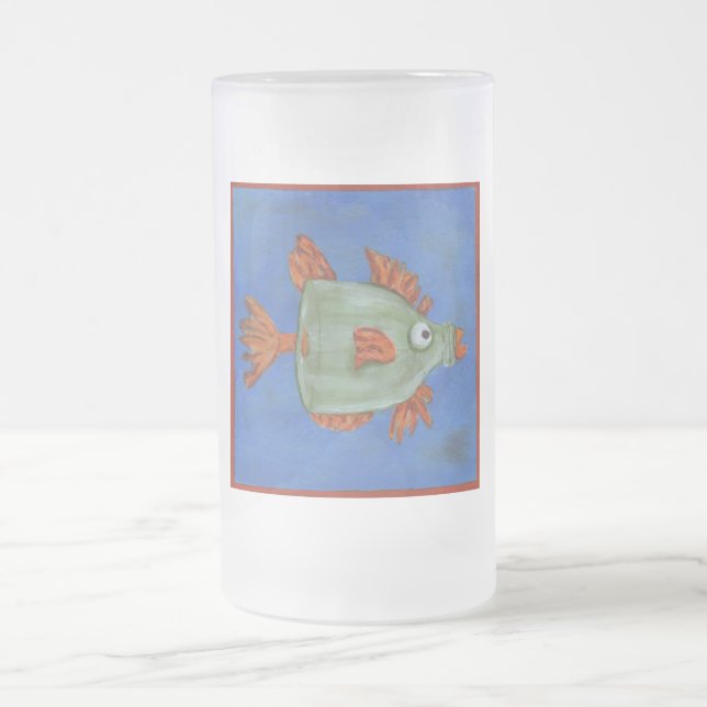 Flaschen-Fische Mattglas Bierglas (Mittel)