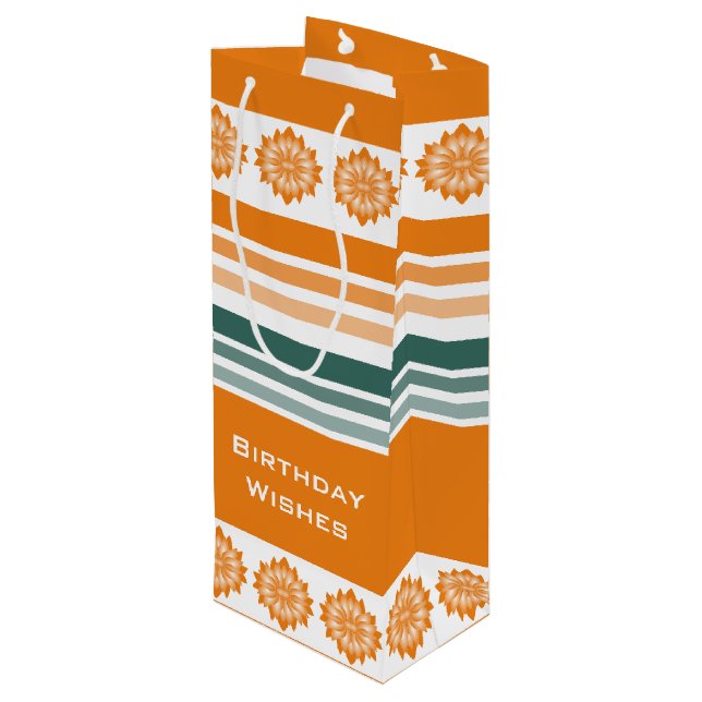 Flaschen Orange und Türkis Geschenktüte Für Weinflaschen (Rückseite Schrägansicht)