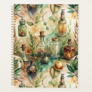 Flaschendesign im Stil der alten Alchemie Botanisc Planer