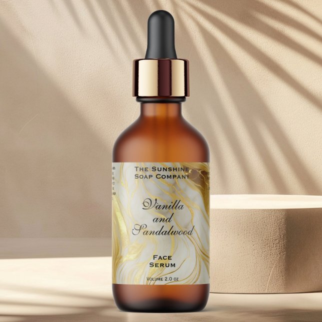 Flaschenetikett für Elfenbein und Goldfoilkosmetik (Von Creator hochgeladen)