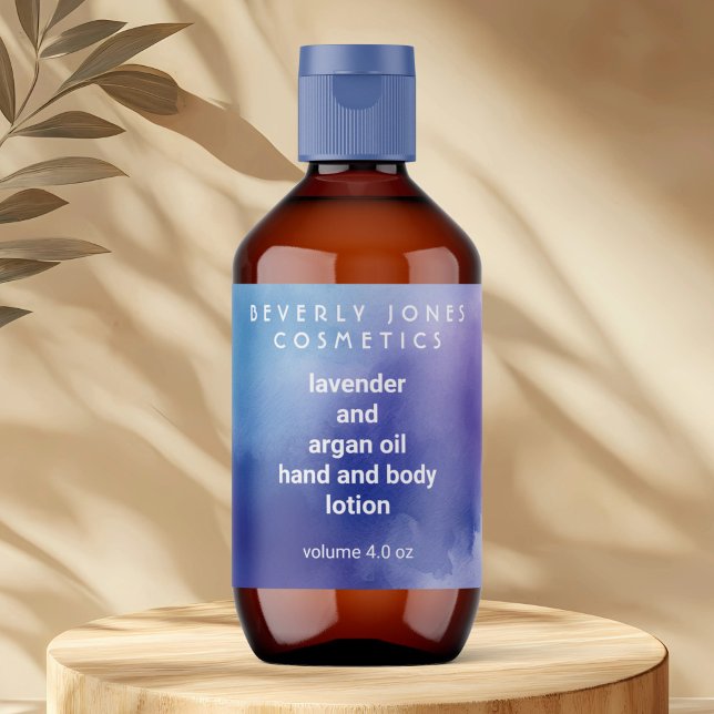 Flaschenetikett für Lila und blaue Wasserfarben (Von Creator hochgeladen)