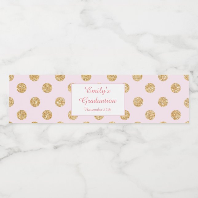 Flaschenetikett Graduierungsparty Rosa Gold (Einzelnes Label)