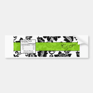 Flaschenetikett Schwarz/Limonen-grüne Flora Flasch Autoaufkleber