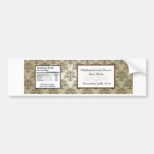 Flaschenetikett Tanish Brown Damask Autoaufkleber