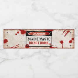 Flaschenetikett Zombie mit rostigem Gefahrenzeiche