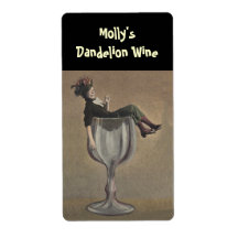 Flaschenetikettierung Funny Lady Wine Glass Person