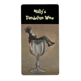 Flaschenetikettierung Funny Lady Wine Glass Person