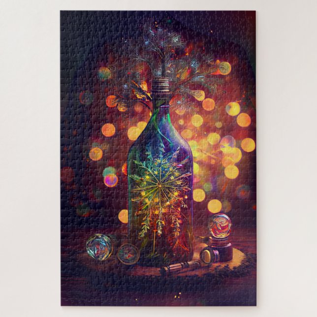 Flaschenfeuerwerk - Romantisches Silvester Puzzle (Vertikal)